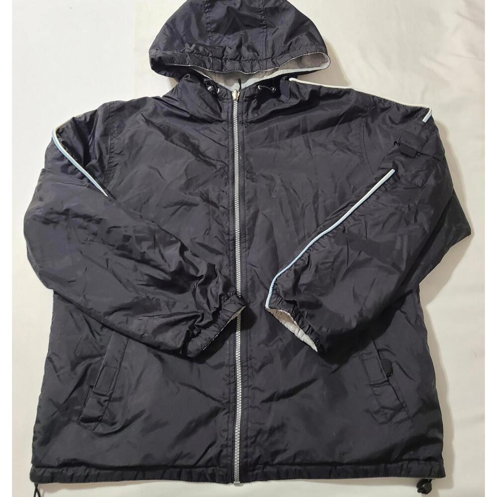 Outbrook Reversible Hoodie Windbreaker  Childrens Sz 8/10 Adult Sz M Black Gray